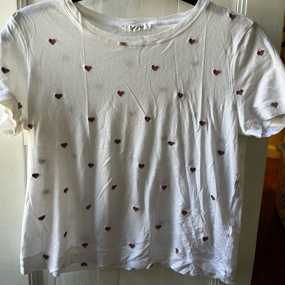 Heart Embroidered Splendid; Anthropologie T-Shirt